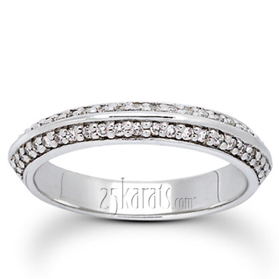 14K white gold Double Row Pave Set Round Diamond Bridal Ring - main view