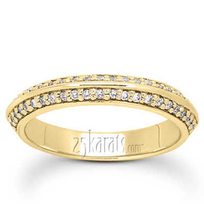 14K white gold Double Row Pave Set Round Diamond Bridal Ring - alternate view 2