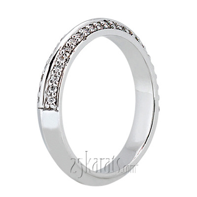14K white gold Double Row Pave Set Round Diamond Bridal Ring - alternate view 3