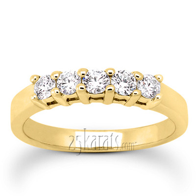 14K white gold Five Stone Round Cut Prong Set Diamond Anniversary Ring (0.50 ct. tw.) - alternate view 2