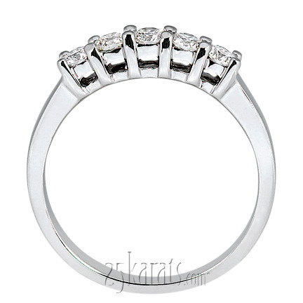 14K white gold Five Stone Round Cut Prong Set Diamond Anniversary Ring (0.50 ct. tw.) - alternate view 5