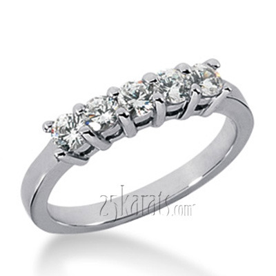 14K white gold Five Stone Round Cut Prong Set Diamond Anniversary Ring (0.50 ct. tw.) - alternate view 7