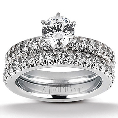 14K white gold 0.72 ct. Round Cut Prong Set Diamond Bridal Ring - alternate view 3