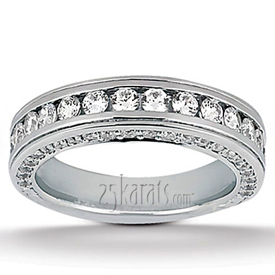 Round Cut Channel Set Ladies Diamond Wedding Band (0.99 ct.tw)