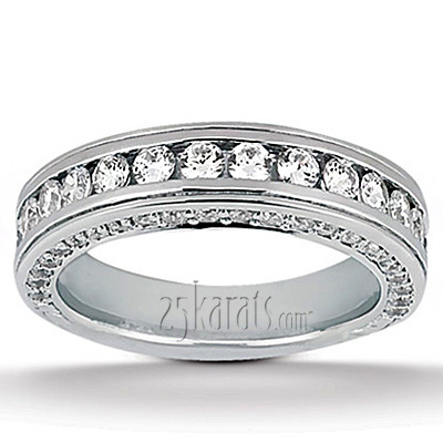 14K white gold Round Cut Channel Set Ladies Diamond Wedding Ring (1.55 ct. tw.) - main view