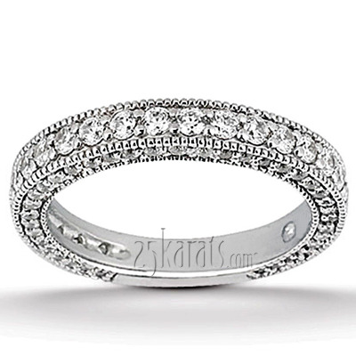 14K white gold Milgrain Edge Round Cut Prong Set Diamond Wedding Ring (1.78 ct. tw.) - main view