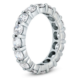 4.50 ct. Round Cut Prong Set Diamond Eternity Wedding Band thumbnail 2