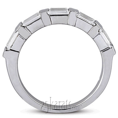0.75 ct. tw. Baguette Cut Bar Set Diamond Wedding Band thumbnail 3