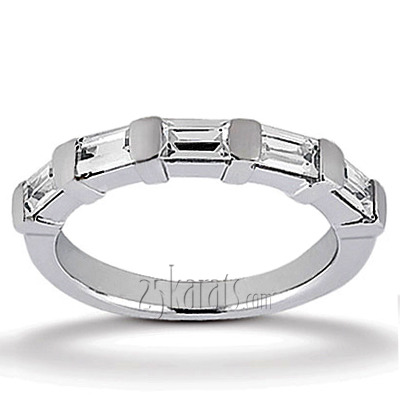 1.05 ct. tw. Baguette Cut Bar Set Diamond Wedding Band thumbnail 2