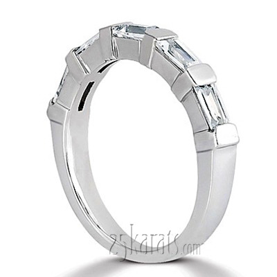 1.05 ct. tw. Baguette Cut Bar Set Diamond Wedding Band thumbnail 4