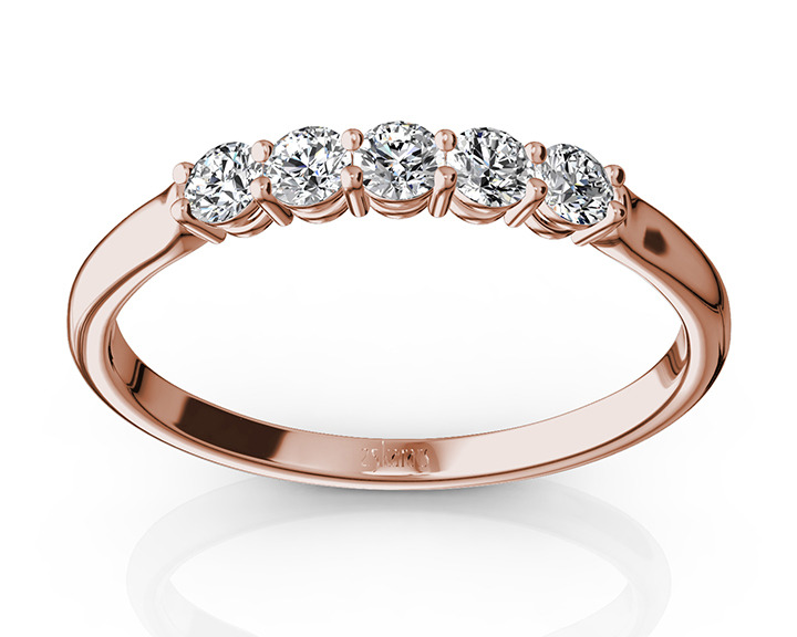 14K white gold Shared Prong Classic Five Stone Anniversary Ring(1/4 ct. tw) - alternate view 7