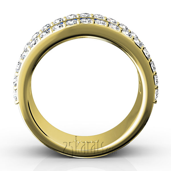 14K white gold Sapphire Baguette And Round Brilliant Diamond Anniversary Band - alternate view 5