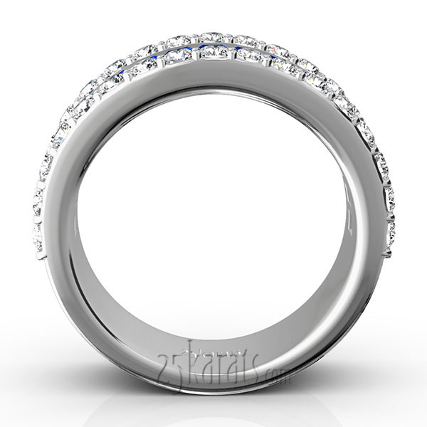 14K white gold Sapphire Baguette And Round Brilliant Diamond Anniversary Band - alternate view 6