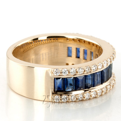 Sapphire Baguette And Round Brilliant Diamond Anniversary Band thumbnail 8