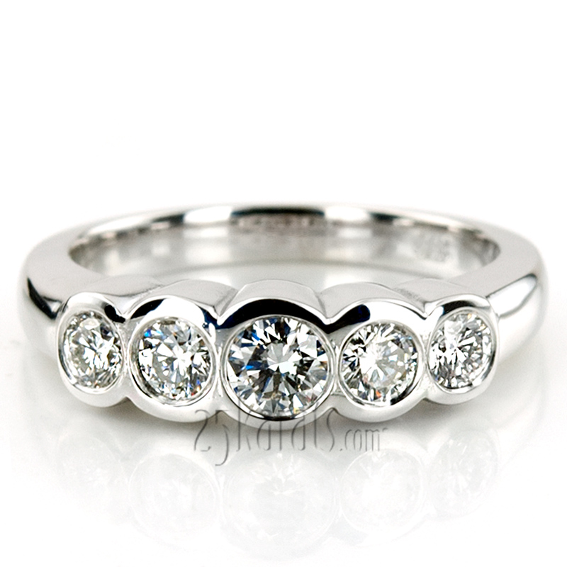 Bezel Set Five-Stone Women Diamond Ring (3/4 ct. tw)