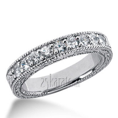 14K white gold Beautiful Antique Prong Set Diamond Wedding Band (0.45 ct. tw.) - alternate view 3