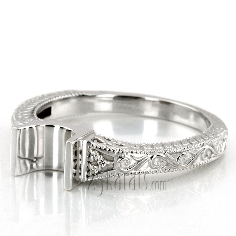 14K white gold Tension Set Antique Design Engagement Ring (0.03ct. tw.) - alternate view 11