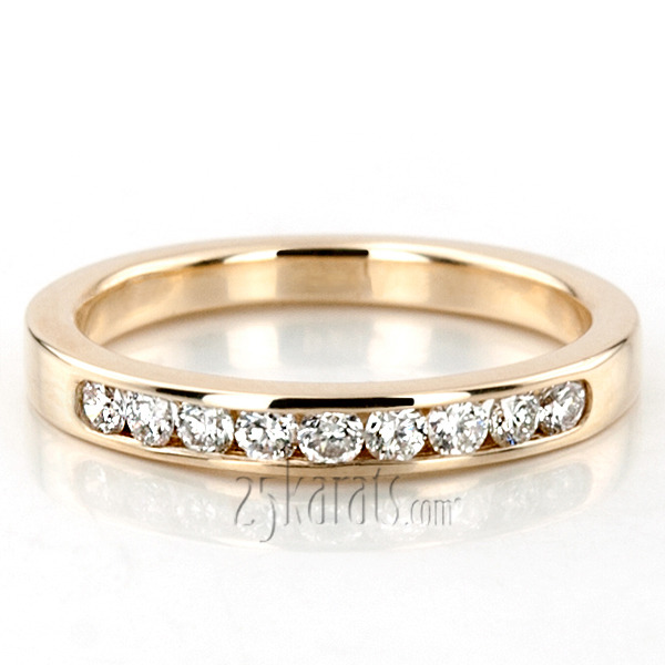 14K white gold 9 Stone Channel Set Brilliant Round Diamond Anniversary Ring (1/4 ct. tw.) - alternate view 4