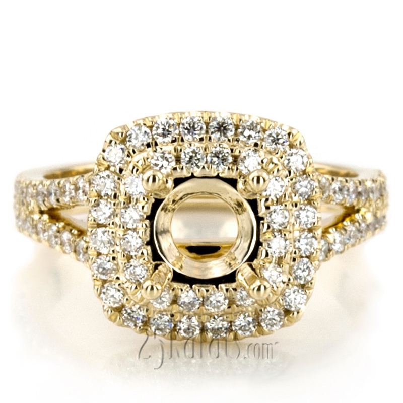 14K white gold Split Shank Two Tier Halo Engagement Ring (3/4 ct. tw.) - alternate view 10