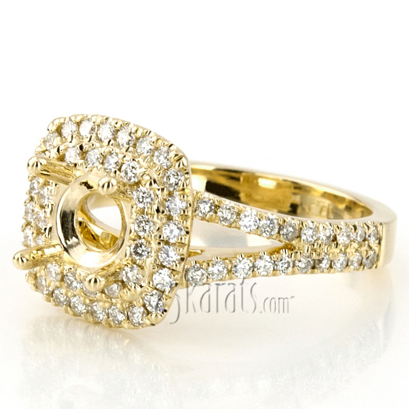 14K white gold Split Shank Two Tier Halo Engagement Ring (3/4 ct. tw.) - alternate view 11