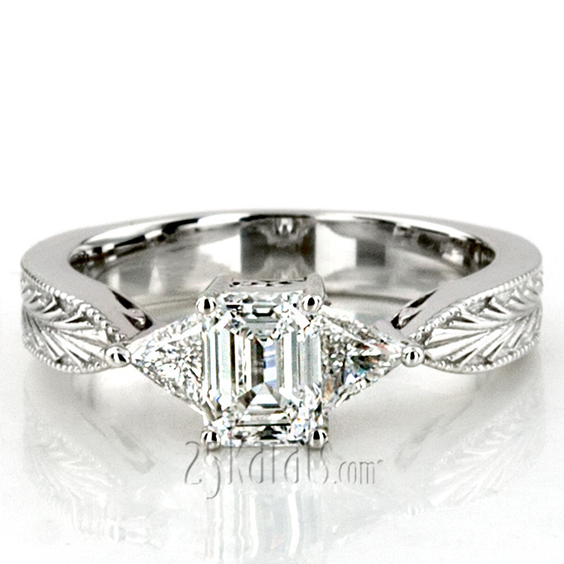 14K white gold Antique Design Three Stone Diamond Engagement Ring (1/2 ct. tw.) - alternate view 10