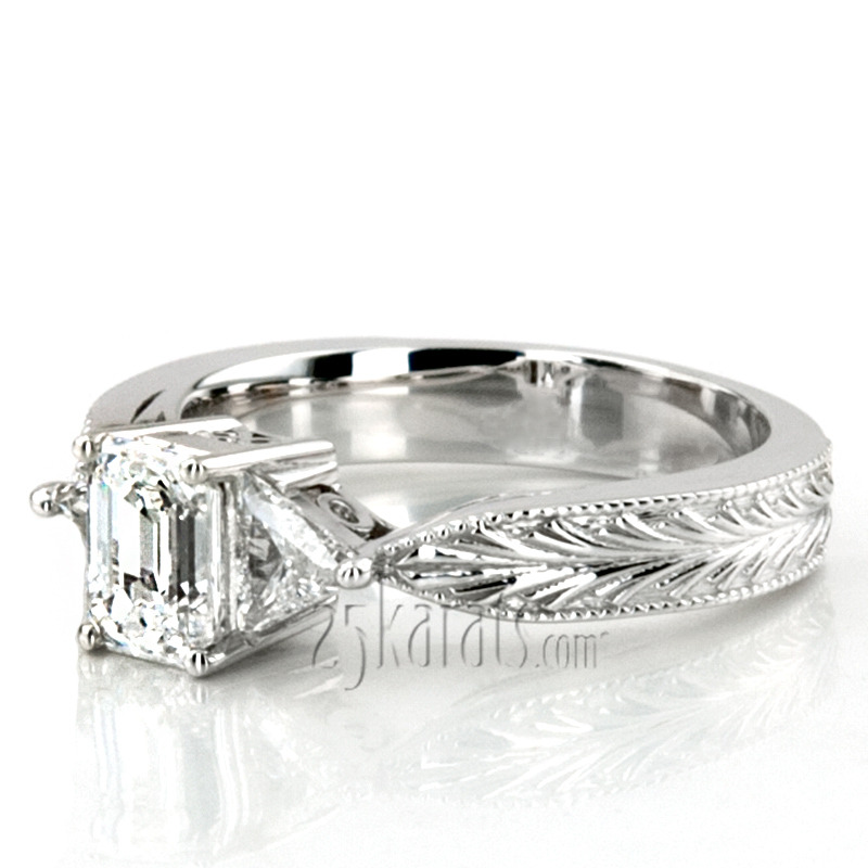 14K white gold Antique Design Three Stone Diamond Engagement Ring (1/2 ct. tw.) - alternate view 11