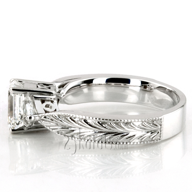 14K white gold Antique Design Three Stone Diamond Engagement Ring (1/2 ct. tw.) - alternate view 12