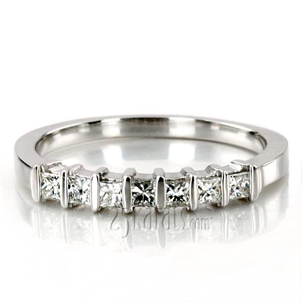 7 Stone Contemporary Bar Set Princess Cut Diamond Band (0.35 ct. t.w) - view 3