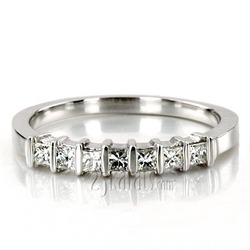 7 Stone Contemporary Bar Set Princess Cut Diamond Band (0.35 ct. t.w) thumbnail 3