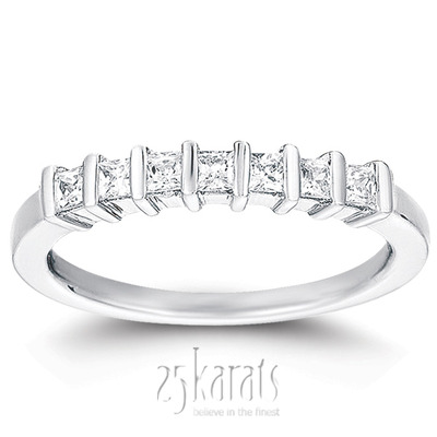 7 Stone Contemporary Bar Set Princess Cut Diamond Band (0.35 ct. t.w) - view 4