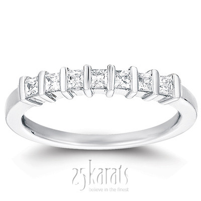 7 Stone Contemporary Bar Set Princess Cut Diamond Band (0.35 ct. t.w) thumbnail 4