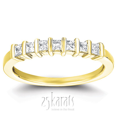 7 Stone Contemporary Bar Set Princess Cut Diamond Band (0.35 ct. t.w) - view 5