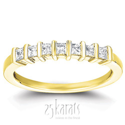 7 Stone Contemporary Bar Set Princess Cut Diamond Band (0.35 ct. t.w) thumbnail 5