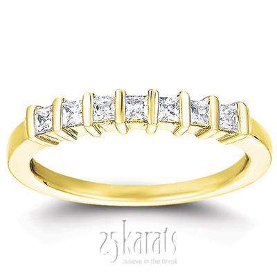 7 Stone Contemporary Bar Set Princess Cut Diamond Band (0.35 ct. t.w) thumbnail 5