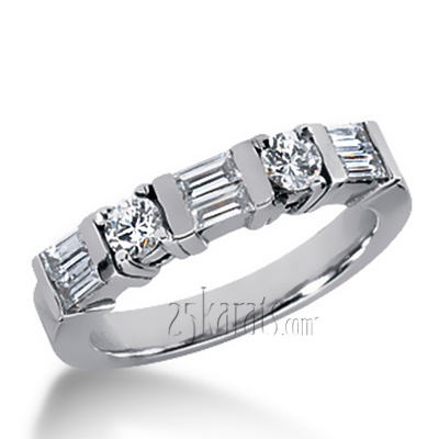 0.72 ct. Multi-Shape Bar Set Diamond Wedding Band