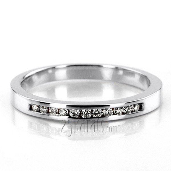 14K white gold 11 Round Stone Classic Channel Set Women Diamond Rings (1/2 ct. tw.) - main view