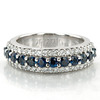 Diamond Cut Sapphire and Brilliant Diamond Wedding Anniversary Band