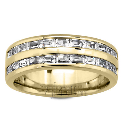 1.40 ct. Baguette Cut Channel Set Diamond Men's Ring thumbnail 1