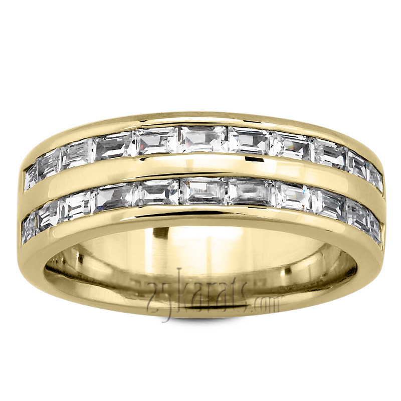 14K white gold 1.40 ct. Baguette Cut Channel Set Diamond Men's Ring - main view