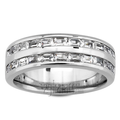1.40 ct. Baguette Cut Channel Set Diamond Men's Ring thumbnail 2