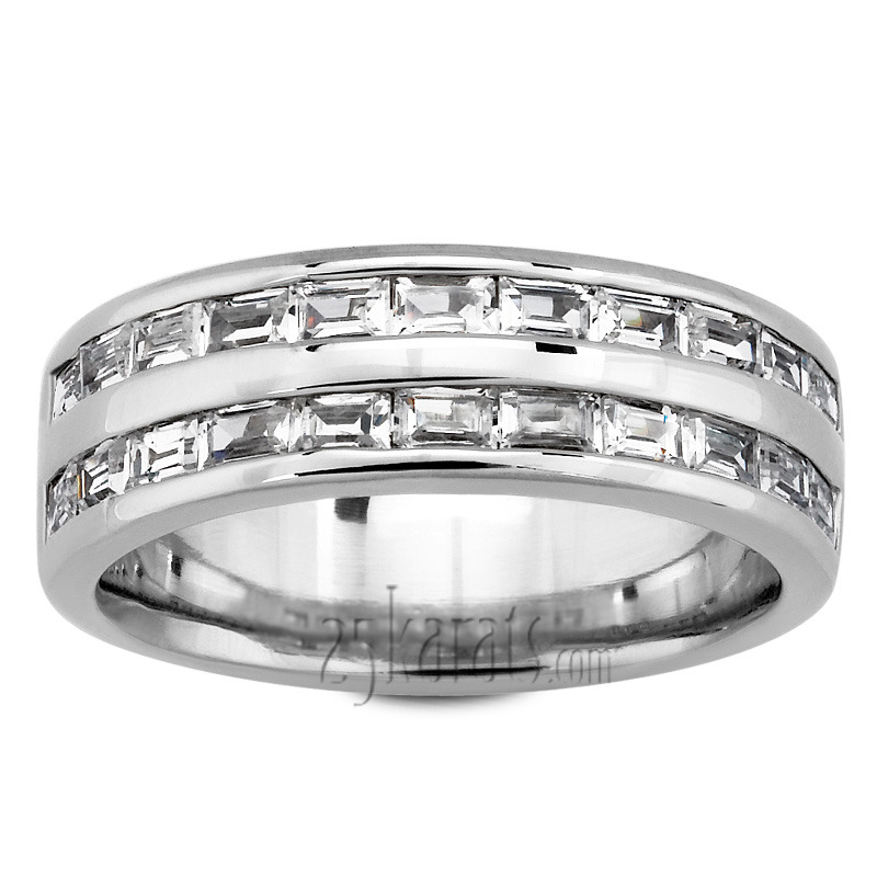 14K white gold 1.40 ct. Baguette Cut Channel Set Diamond Men's Ring - alternate view 2