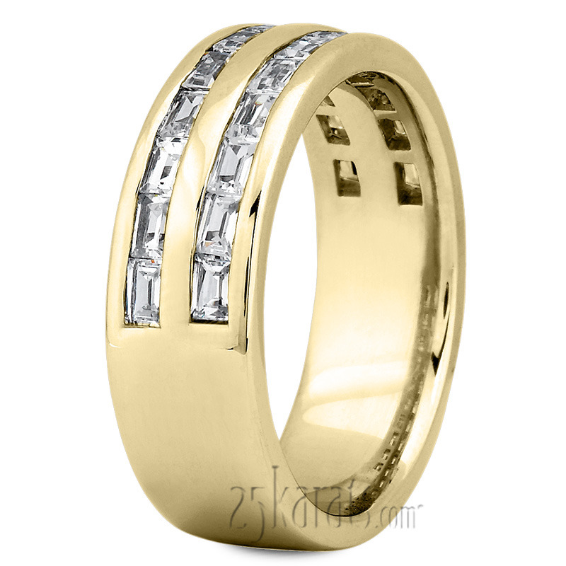 14K white gold 1.40 ct. Baguette Cut Channel Set Diamond Men's Ring - alternate view 3