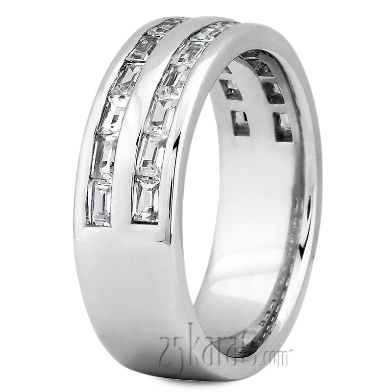 14K white gold 1.40 ct. Baguette Cut Channel Set Diamond Men's Ring - alternate view 4