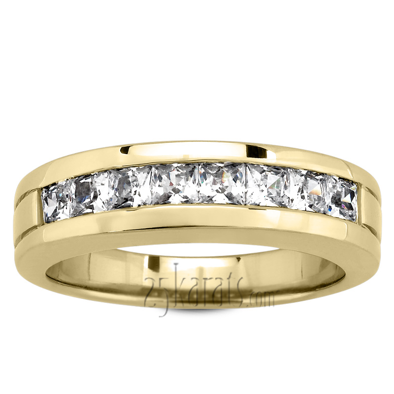 Channel Set Princess Men Diamond Ring (1.36 ct.tw)