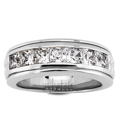 7-Stone Modern Princess Cut Diamond Man Ring (2.10 ct.tw)