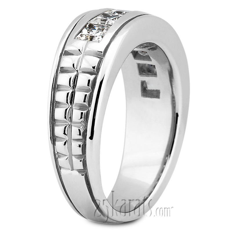 14K white gold 2.10 ct. tw. Princess Cut Diamond Men's Ring - alternate view 2