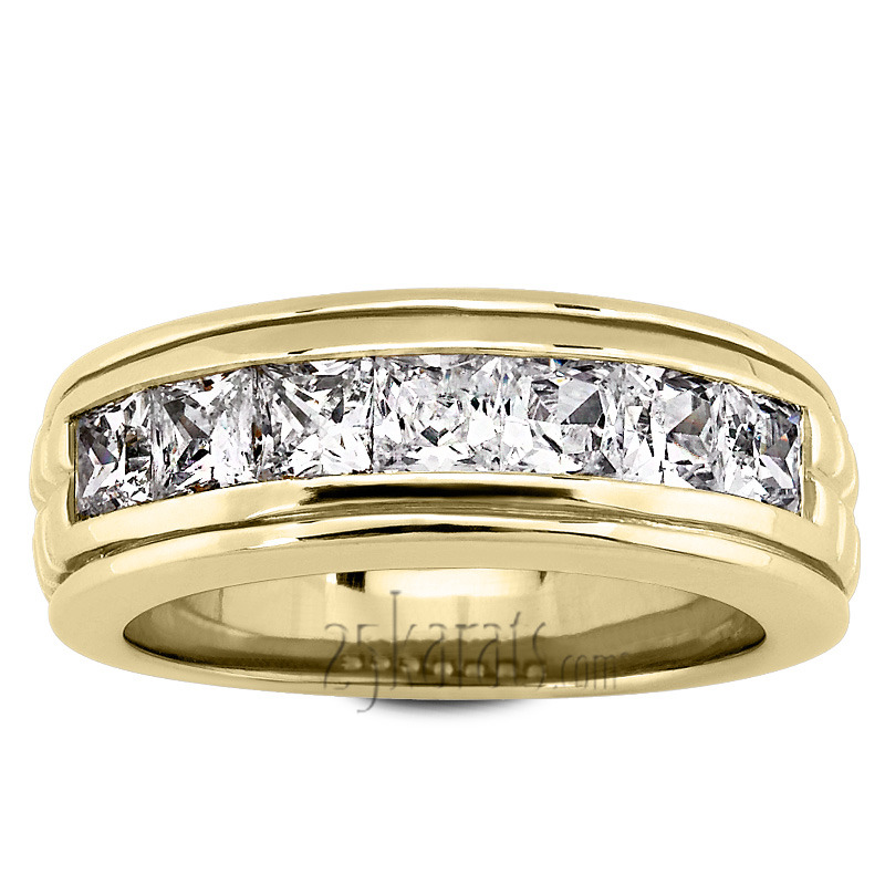 14K white gold 2.10 ct. tw. Princess Cut Diamond Men's Ring - alternate view 3