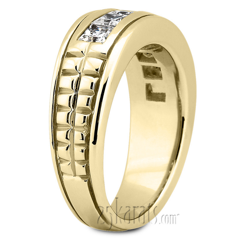 14K white gold 2.10 ct. tw. Princess Cut Diamond Men's Ring - alternate view 4