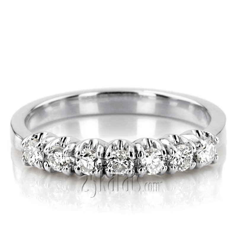 14K white gold Contemporary Seven Stone Round Diamond Anniversary Band (1/4 ct. tw.) - alternate view 3