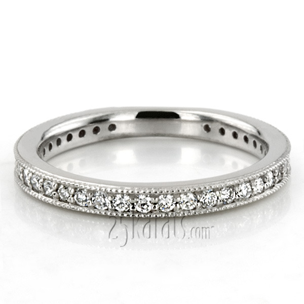 14K white gold Pave Set Anniversary Band With Migrain Edge (1/3 ct. tw.) - alternate view 6